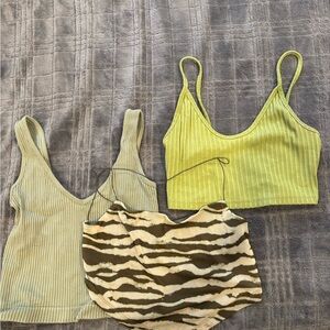 Set of green crop tops